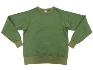 Buzz Rickson Freedom Sleeve Sweatshirt Men's Casual Plain Crewneck Tubular Knit Loop-wheeled Sweatshirt BR69463 149 Faded-Olive
