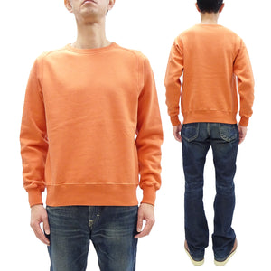 Buzz Rickson Freedom Sleeve Sweatshirt Men's Casual Plain Crewneck Tubular Knit Loop-wheeled Sweatshirt BR69463 159 Faded-Orange