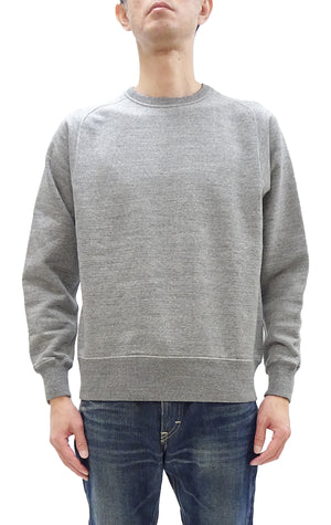 Buzz Rickson Freedom Sleeve Sweatshirt Men's Casual Plain Crewneck Tubular Knit Loop-wheeled Sweatshirt BR69463 113 Heather-Gray