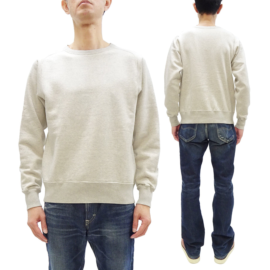 Buzz Rickson Freedom Sleeve Sweatshirt Men's Casual Plain Crewneck Tubular Knit Loop-wheeled Sweatshirt BR69463 131 Oatmeal Color