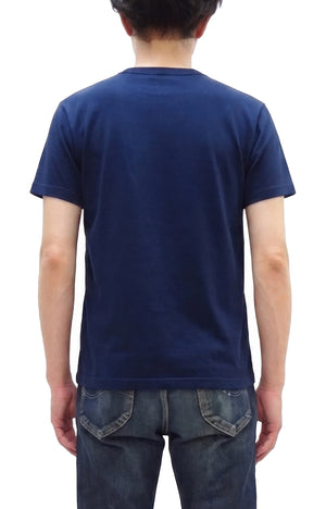 Buzz Rickson Men's Plain Short Sleeve Pocket T-Shirt, Made in USA, 6 oz. Ring-Spun Cotton Tubular-Knit Jersey Tee (BR78711 128 Navy)