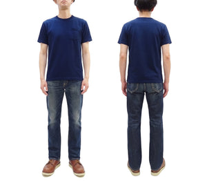 Buzz Rickson Men's Plain Short Sleeve Pocket T-Shirt, Made in USA, 6 oz. Ring-Spun Cotton Tubular-Knit Jersey Tee (BR78711 128 Navy)