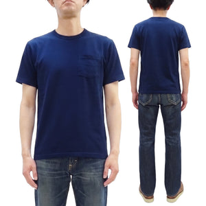 Buzz Rickson Men's Plain Short Sleeve Pocket T-Shirt, Made in USA, 6 oz. Ring-Spun Cotton Tubular-Knit Jersey Tee (BR78711 128 Navy)