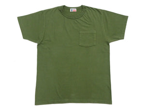 Buzz Rickson Men's Plain Short Sleeve Pocket T-Shirt, Made in USA, 6 oz. Ring-Spun Cotton Tubular-Knit Jersey Tee (BR78711 149 Olive)