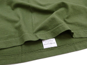 Buzz Rickson Men's Plain Short Sleeve Pocket T-Shirt, Made in USA, 6 oz. Ring-Spun Cotton Tubular-Knit Jersey Tee (BR78711 149 Olive)