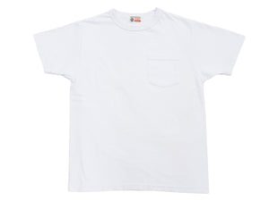 Buzz Rickson Men's Plain Short Sleeve Pocket T-Shirt, Made in USA, 6 oz. Ring-Spun Cotton Tubular-Knit Jersey Tee (BR78711 101 White)