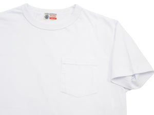 Buzz Rickson Men's Plain Short Sleeve Pocket T-Shirt, Made in USA, 6 oz. Ring-Spun Cotton Tubular-Knit Jersey Tee (BR78711 101 White)