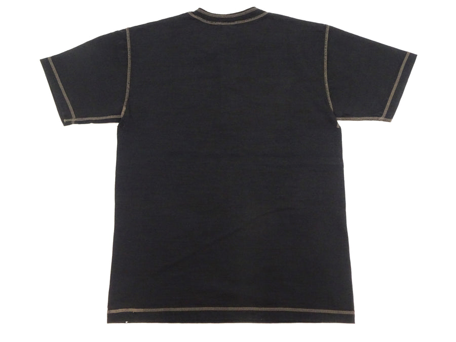 Buzz Rickson Henley T-Shirt Men's Short Sleeve Plain Loopwheeled Slub Yarn Tee BR79192 119 Black