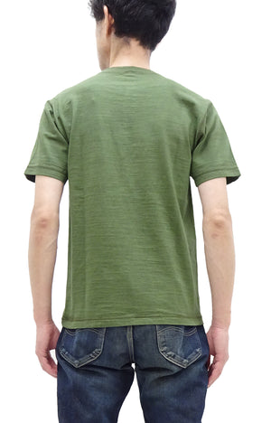 Buzz Rickson Henley T-Shirt Men's Short Sleeve Plain Loopwheeled Slub Yarn Tee BR79192 149 Olive