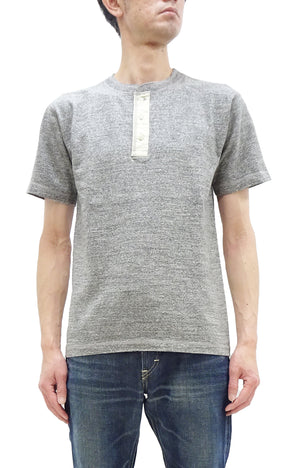 Buzz Rickson Henley T-Shirt Men's Short Sleeve Plain Loopwheeled Slub Yarn Tee BR79192 113 Heather-Gray