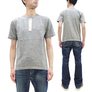 Buzz Rickson Henley T-Shirt Men's Short Sleeve Plain Loopwheeled Slub Yarn Tee BR79192 113 Heather-Gray