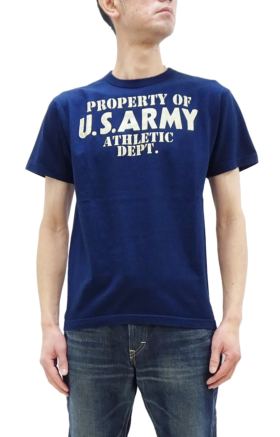 Buzz Rickson T-shirt Men's U.S. Army Athletic Department Military Graphic Short Sleeve Loopwheeled Tee BR79348 128 NAvy-Blue