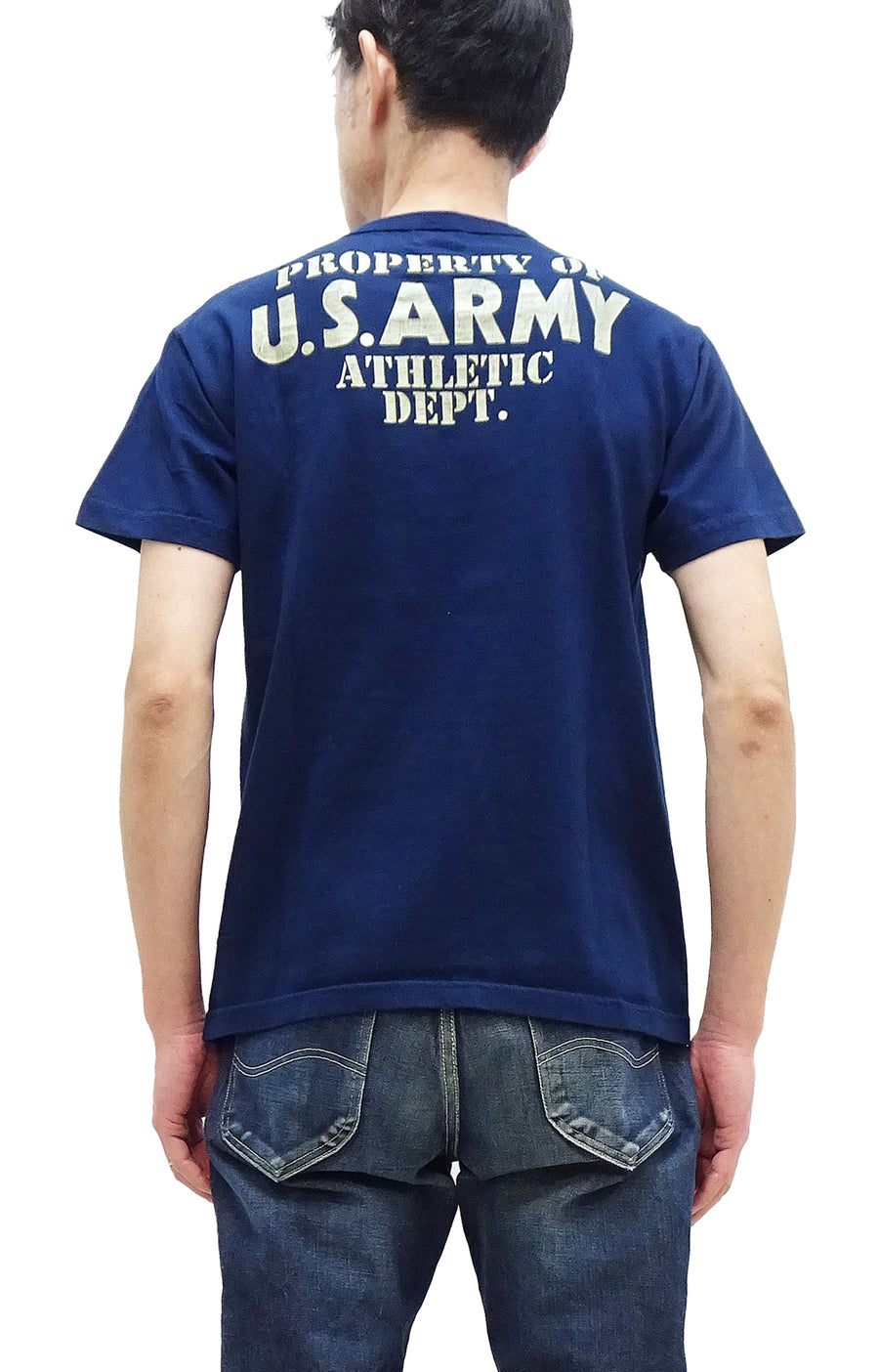 Buzz Rickson T-shirt Men's U.S. Army Athletic Department Military Graphic Short Sleeve Loopwheeled Tee BR79348 128 NAvy-Blue