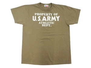 Buzz Rickson T-shirt Men's U.S. Army Athletic Department Military Graphic Short Sleeve Loopwheeled Tee BR79348 135 Khaki