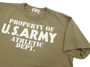 Buzz Rickson T-shirt Men's U.S. Army Athletic Department Military Graphic Short Sleeve Loopwheeled Tee BR79348 135 Khaki