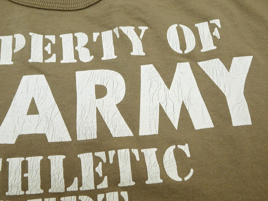 Buzz Rickson T-shirt Men's U.S. Army Athletic Department Military Graphic Short Sleeve Loopwheeled Tee BR79348 135 Khaki