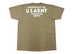 Buzz Rickson T-shirt Men's U.S. Army Athletic Department Military Graphic Short Sleeve Loopwheeled Tee BR79348 135 Khaki