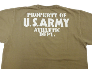 Buzz Rickson T-shirt Men's U.S. Army Athletic Department Military Graphic Short Sleeve Loopwheeled Tee BR79348 135 Khaki
