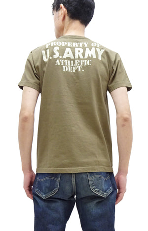 Buzz Rickson T-shirt Men's U.S. Army Athletic Department Military Graphic Short Sleeve Loopwheeled Tee BR79348 135 Khaki
