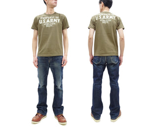 Buzz Rickson T-shirt Men's U.S. Army Athletic Department Military Graphic Short Sleeve Loopwheeled Tee BR79348 135 Khaki
