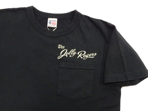 Buzz Rickson Men's Short Sleeve Loopwheeled Graphic Pocket T-Shirt - Jolly Rogers Military-Inspired Print - Made in USA (BR79711 119 Black)