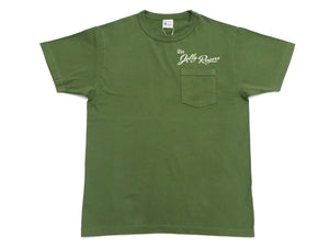 Buzz Rickson Men's Short Sleeve Loopwheeled Graphic Pocket T-Shirt - Jolly Rogers Military-Inspired Print - Made in USA (BR79711 149 Olive)