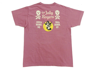 Buzz Rickson Men's Short Sleeve Loopwheeled Graphic Pocket T-Shirt - Jolly Rogers Military-Inspired Print - Made in USA (BR79711 170 Wine)