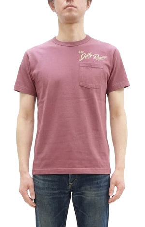Buzz Rickson Men's Short Sleeve Loopwheeled Graphic Pocket T-Shirt - Jolly Rogers Military-Inspired Print - Made in USA (BR79711 170 Wine)