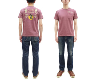 Buzz Rickson Men's Short Sleeve Loopwheeled Graphic Pocket T-Shirt - Jolly Rogers Military-Inspired Print - Made in USA (BR79711 170 Wine)