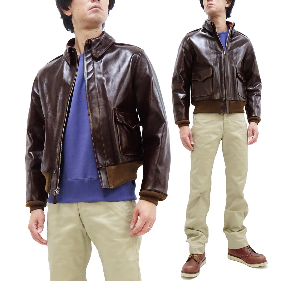 Buzz Rickson Jacket Men's A-2 Flight Jacket Plain A2 Aniline Leather B ...