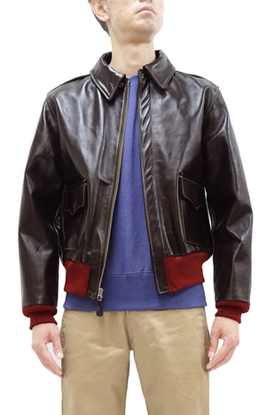 Buzz Rickson A-2 Flight Jacket Men's Reproduction of Aero Leather W535 ac-21996 A2 Leather Bomber Jacket with Red Rib BR80644 Seal-Brown