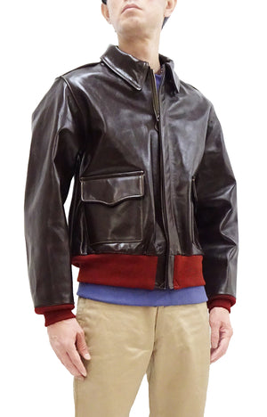 Buzz Rickson A-2 Flight Jacket Men's Reproduction of Aero Leather W535 ac-21996 A2 Leather Bomber Jacket with Red Rib BR80644 Seal-Brown