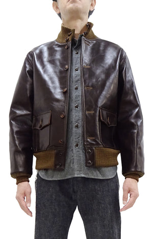 Buzz Rickson A-1 Flight Jacket Men's Reproduction of A1 Leather Bomber Jacket BR80649 Seal-Brown