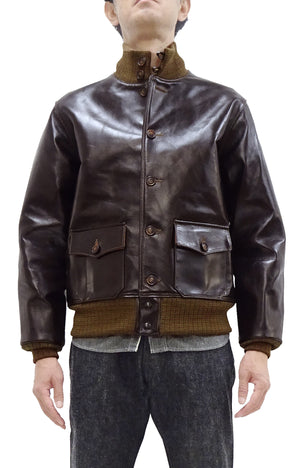 Buzz Rickson A-1 Flight Jacket Men's Reproduction of A1 Leather Bomber Jacket BR80649 Seal-Brown