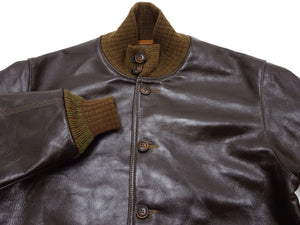 Buzz Rickson A-1 Flight Jacket Men's Reproduction of A1 Leather Bomber Jacket BR80649 Seal-Brown