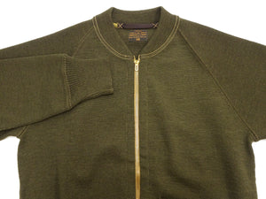 Buzz Rickson's Men's Type C-2 Full-Zip 100% Wool Sweater, U.S. Army Air Corps Reproduction Cardigan with Raglan Sleeves, Made in Japan (BR90259, 01 Olive)