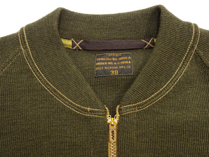 Buzz Rickson's Men's Type C-2 Full-Zip 100% Wool Sweater, U.S. Army Air Corps Reproduction Cardigan with Raglan Sleeves, Made in Japan (BR90259, 01 Olive)