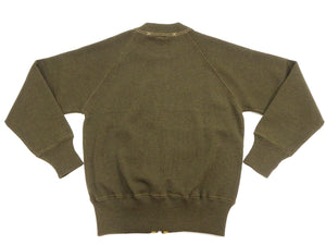 Buzz Rickson's Men's Type C-2 Full-Zip 100% Wool Sweater, U.S. Army Air Corps Reproduction Cardigan with Raglan Sleeves, Made in Japan (BR90259, 01 Olive)