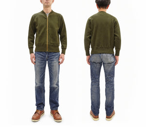 Buzz Rickson's Men's Type C-2 Full-Zip 100% Wool Sweater, U.S. Army Air Corps Reproduction Cardigan with Raglan Sleeves, Made in Japan (BR90259, 01 Olive)