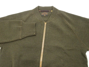 Buzz Rickson Zip Front Sweater Men's Reproduction of WWII USAAF Type C-2 Sweaters Wool Cardigan BR90259 Olive