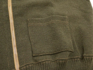 Buzz Rickson Zip Front Sweater Men's Reproduction of WWII USAAF Type C-2 Sweaters Wool Cardigan BR90259 Olive
