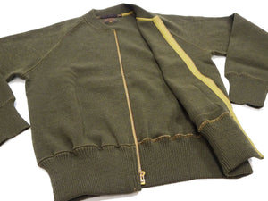 Buzz Rickson Zip Front Sweater Men's Reproduction of WWII USAAF Type C-2 Sweaters Wool Cardigan BR90259 Olive