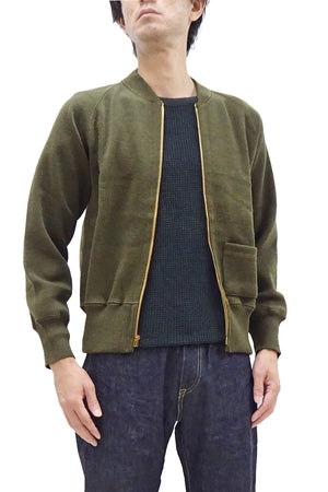 Buzz Rickson Zip Front Sweater Men's Reproduction of WWII USAAF Type C-2 Sweaters Wool Cardigan BR90259 Olive