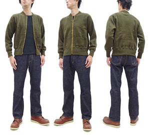 Buzz Rickson Zip Front Sweater Men's Reproduction of WWII USAAF Type C-2 Sweaters Wool Cardigan BR90259 Olive