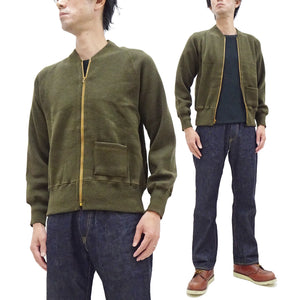 Buzz Rickson Zip Front Sweater Men's Reproduction of WWII USAAF Type C-2 Sweaters Wool Cardigan BR90259 Olive