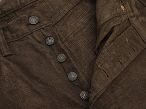 Studio D'Artisan D1913 Men's Amami Dorozome Mud-Dyed Jeans, 15 oz. Japanese Brown Denim Woven on a Vintage Toyoda GL3 Loom, Regular Straight Fit, Button Fly (SDA D1913 Dark Brown)