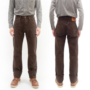 Studio D'Artisan D1913 Men's Amami Dorozome Mud-Dyed Jeans, 15 oz. Japanese Brown Denim Woven on a Vintage Toyoda GL3 Loom, Regular Straight Fit, Button Fly (SDA D1913 Dark Brown)