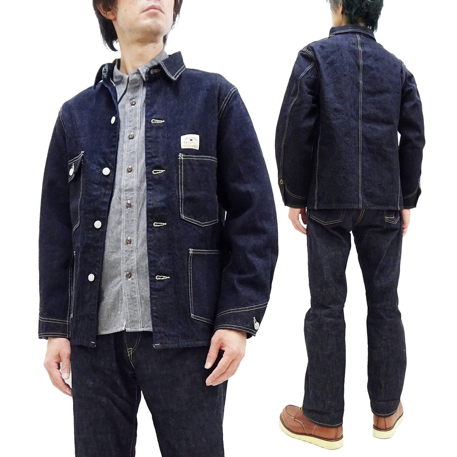 Studio D'artisan Denim Jacket Denim Chore Jacket Men's Unlined Denim Chore Coat Work Jacket D4506 Indigo One-Wash