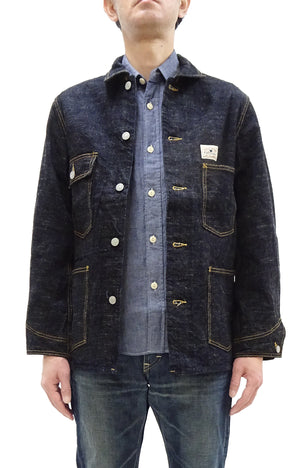 Studio D'Artisan Men's 15oz Selvedge Denim Chore Coat Jacket - Made in Japan, Regular Fit, Toyoda GL3 Loom-Woven (SDA D4620, One-Wash)