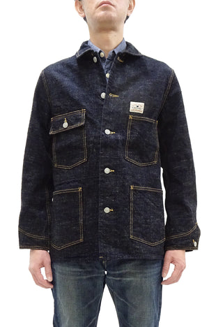 Studio D'Artisan Men's 15oz Selvedge Denim Chore Coat Jacket - Made in Japan, Regular Fit, Toyoda GL3 Loom-Woven (SDA D4620, One-Wash)